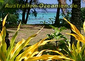 Blick von der Straße um Rarotonga in die Lagune