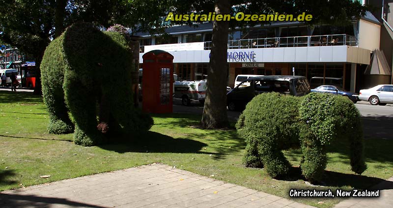 Hecken in Elefantenform geschnitten