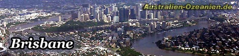Das Zentrum von Brisbane vom Flugzeug aus fotografiert