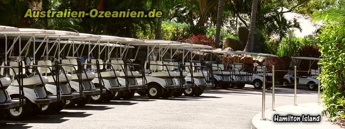 parkende Golfbuggies