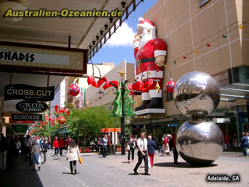 weihnachtliche Fußgängerzone in Adelaide