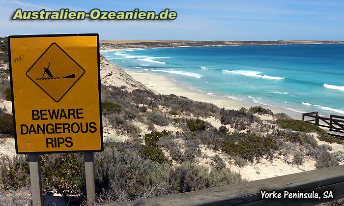 Strand, Warnschild