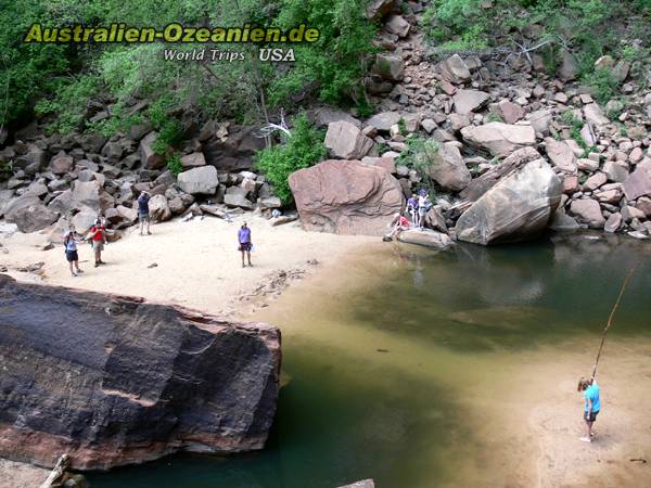 relaxing at upper Emerald Pool